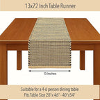 Chardin home Natural Jute Table Runner 13x72 Inch – Vintage Boho Rustic Table Decor – Handwoven Table Runner in Natural Jute and Black – Farmhouse Dining or Console Table Accent