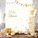 7.2FT Ivory Arch Cover - Polyester Fitted Wedding Arch Stand Covers Round Top Chiara Arch Backdrop Cover for Birthday Party Banquet Photo Background Decoration