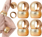 Napkin Holders for Cloth Napkins Set of 12 - Lightweight Metal Round Napkin Holder Hammered Textured,Elegant Table Décor for Weddings, Dinners, Holidays, Events, Kitchen & Dining (Gold) - CLEENTABLE