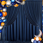 30 ft x 8 ft Navy Blue Backdrop Curtain Panels, 6 Panels 5 ft x 8 ft Wrinkle Free Polyester Photography Backdrop Drapes, Wedding Party Home Decoration Supplies