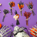 10/12/24/36 Pack Mini Dried Flowers for Vase Wedding Various Mini Bouquet Dried Small Wildflowers Natural Flowers Bulk for Crafts DIY Decor (12, Halloween Color2)