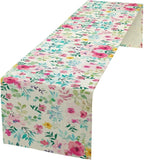 Watercolor Floral Table Runner, Colorful Botanical Spring Summer Nature Flower Aesthetic Table Runner for Kitchen Dinning Table Runner Decor Home Wedding Party Holiday, 13x120 Inch