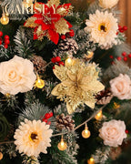 Christmas Artificial Flowers Poinsettia Flower Mix Silk Flowers Fake Roses with Stems for DIY Table Centerpieces Christmas Tree Xmas Wreath Holiday Home Party Decor