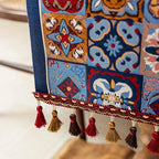 13×72 Inch Table Runner, Retro-Luxury Tassels Series for Kitchen Dining Table Holiday Decoration (Ethnic Blue)