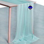 MDS 2 Pack 14ft Chiffon Table Runner 29 x 170 Inches Sheer Wedding Runner Romantic Rustic Table Runner for Wedding Decorations, Birthday Parties, Bridal Shower Party Arch Decor - Teal