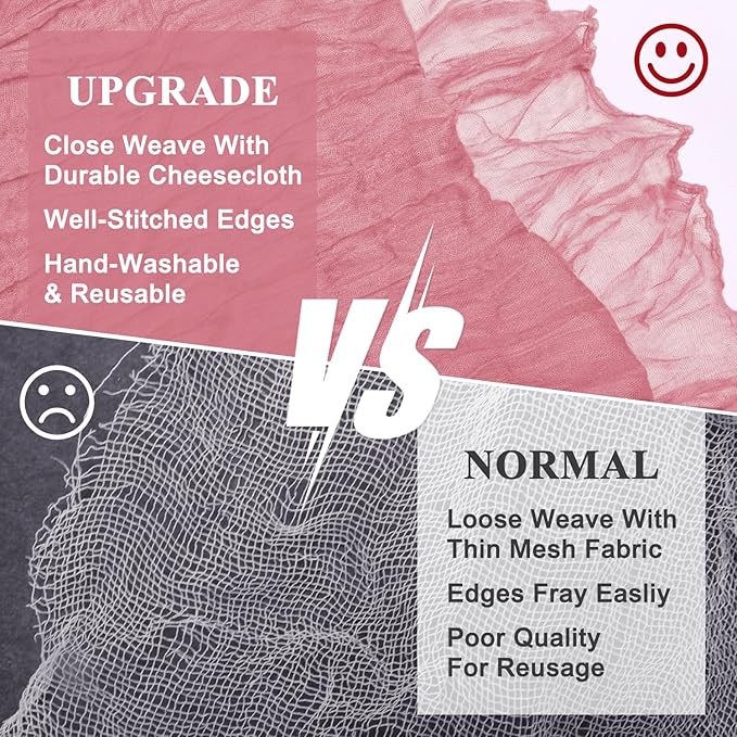 Asee'm 2pcs Cheesecloth Table Runner 120 Inches Dusty Rose Boho Gauze Cheese Cloth Runner 10FT Rustic Sheer Table Runners for Summer Wedding Baby Shower Holiday Party Decoration