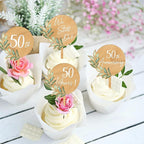 Custom Cupcake Toppers Cake Decorations in Wood for Wedding Engagement Baby Shower Birthday Party etc. (Design A / 36 PCS)