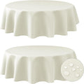 Fitable 2 Pack Beige Round Table Cloth - 60 inch in Diameter - Stain and Wrinkle Resistant Textured Fabric Tablecloth for Dinner, Party, Banquet, Event