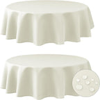 Fitable 2 Pack Beige Round Table Cloth - 60 inch in Diameter - Stain and Wrinkle Resistant Textured Fabric Tablecloth for Dinner, Party, Banquet, Event