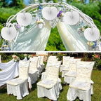 Handepo 200 Pieces Wedding Fans Folding Paper Fans Paper Fans Round Shaped Folding Fans Handheld Fan with Plastic Handle for Wedding Celebration Birthday Party Favor (White)