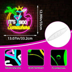 Its 5 O'clock Somewhere Neon Sign for Wall Decor Dimmable Led Flamingo Cocktail Neon Light for Man Cave Tiki Bar Home Beer Bar Beach Party Bedroom Christmas Birthday Gift Size 13.1 * 12.9In (WZCP167)