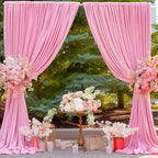 10ft x 10ft Thick Pink Backdrop Curtains for Parties, 2 Panels 5ft x 10ft Non See Through Pink Polyester Wedding Drapes Photo Backdrop for Birthday Party Graudation Photography Home Decor
