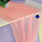 MDS Halloween Chiffon Table Runner - 10 Pack, 29 x 170 Inches, 14ft Each - Sheer Spooky Table Runners for Haunted House Parties, Trick-or-Treat Tables, Witchy Décor, Wedding & Events - Peach