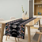 Boho Floral Moon Table Runner, Spring Flower Leaves Mystical Gothic Sun Moon Table Runner for Kitchen Dining Table Home Party,13x90 Inch Purple
