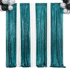 Poise3EHome Teal Sequin Backdrop Curtain,4 Panels 2FTx8FT Glitter Background for Party Birthday Party Baby Shower Wedding Christmas Thanksgiving Halloween Holiday Festival Decor