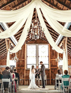 fani 6 Panels Ivory Wedding Ceiling Drapes 5ftx30ft Ceiling Drapes Chiffon Fabric Arch Draping Sheer Curtains Soft Drapery Draping Wedding Ceiling Decorations for Party Ceremony Stage Swag