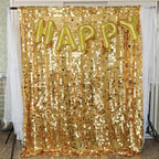 Gold Square Sequin Backdrop 8ft * 8ft 1 Panel, Shimmer Wall Backdrop Photobooth Props for Wedding, Anniversary, Birthday, Party Decorations
