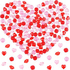 Fangoo 180PCS Red Pink Acrylic Heart Ornaments Mini Acrylic Heart Rose Flower Lips Gems for Valentine Vase Filler Decor for Table Scatter Engagement Valentine's Day Wedding Anniversary Party