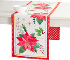 Maison d' Hermine Table Runner 100% Cotton Double Layer Table Runners 108 inches Long for Thanksgiving Christmas Decorations Home Kitchen Dining Party Wedding (Poinsettia Christmas, 14.5" x 108")
