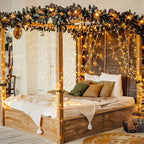 JMEXSUSS 600 LED Christmas Curtain Lights Outdoor, 9.5x19.6ft Christmas String Light Plug in with Remote, 8 Modes Wall Hanging Lights for Bedroom Party Backdrop Wedding Xmas Decor, Warm White