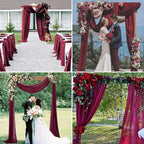 4 Panels Wedding Arch Draping Fabric 28" x 20Ft Chiffon Wedding Arch Drapes Chiffon Fabric Drape Sheer Backdrop Curtain for Nuptials Party Ceremony Birthday Reception Backdrop Ceiling Décor(Burgundy)