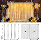 Ledido 10×10ft Tulle Backdrop Curtains with Lights String - 300LED Fairy Lights Sheer Curtain Backdrop for Weddings Baby Shower and Birthday Party Decorations(2 Panels 5×10ft)