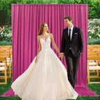 2 Panels Fuchsia Backdrop Curtain, 10 x 7 Feet Background Curtains for Parties, Weddings, Baby Showers, Bachelorette Halloween, Christmas Birthday Party Photoshoot Backdrop Curtains Decorations