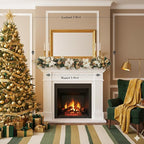 Holiday Tree White Gold Poinsettia Garland 5 Ft – Luxurious Christmas Garland with Metallic Accents, Festive Home Décor for Mantels, Doors & Tables