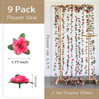 Miracliy 9Pcs 74FT Pink Flower Garland Artificial Rose Arch Vines Fake Spring Floral Garland for Flower Wall Backdrop Wedding Mothers Day Garden Tea Party Decoration