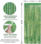 Crosize 2 Pack 3.3 x 9.9 ft Laser Green Foil Fringe Curtains Party Decorations, Laser Green Tinsel Curtain Backdrop for Parties, Door Streamers, Glitter Streamer Backdrop for Birthday Decoration