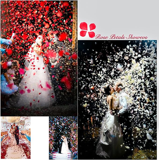 1000Pieces Rose Petals, Artificial Flower Petals Fake Rose Petals for Romantic Night,Wedding,Proposal Anniversary Flower Decorations (Silver)