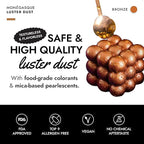MONÉGASQUE Bronze Edible Glitter for Drinks 7g – Copper Edible Glitter for Cakes & Cocktails – Luster Dust for Drinks, Cocktail, & Chocolate – Drink Shimmering Bronze – Halloween Cake Decorations