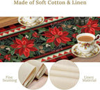 Christmas Table Runner,Seasonal Winter Xmas Holiday Plaid Table Cloth Kitchen Dining Table Decoration for Home Party Decor 13x108 Inch