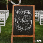 Ilyapa Wooden Sandwich Board Signs Outdoor A Frame Chalkboard Sign with Eraser & Chalk - Magnetic Sidewalk Sign 20x40 - Chalkboard Easel for Restaurant, Business or Wedding