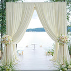 30×12ft Wrinkle Free Ivory Backdrop Curtain for Wedding Parties, 6 Panels 5×12ft Long Soft Silky Polyester Backdrop Drapes Cream Photo Back Drop Curtains for Party Photography Background Cloth