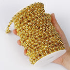 [66 Feet] Gold Pearl Beads Garland, 8MM 22 Yards Gold Faux Pearl Beads String Roll Bulk for DIY Craft Christmas Tree Wedding Party Decoration