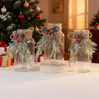 Set of 12 Xmas Decor Vases Christmas Centerpieces for Tables Farmhouse Holiday Table Decor Clear Glass Vases with Twine Ties for Christmas Decorations