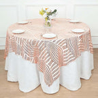 Efavormart 72" Blush Rose Gold Sparkly Sequin Geometric Tulle Square Table Overlay