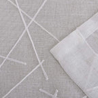 White Sheer Curtains 45 Inch Length, Modern Geometric Embroidery Sheer Rod Pocket Voile Drapes for Living room, Bedroom, Window Treatments Semi Curtain Panels for Villa, Set of 2, 52"x 45".