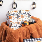 LeZakaa Halloween Wrapping Paper, Cute Pumpkin Witch Bat Candy Print, Buffalo Black White Plaid Reversible Design for Halloween, Nightmare before Christmas Holiday, Party, 17 inches x 32.8 Feet