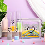 Wedding Unity Sand Set Include Vases Square Glass Jar Container 12 oz Sand for Blended Family Engagement Anniversary Bridal Party Outdoor Beach Decor(Classic Colors,Tree)
