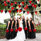 Red Black Party Decoration Metallic Fabric Triangle Pennant Banner Flag Bunting Garland for Graduation Halloween Birthday Wedding Bachelorette Anniversary Las Vegas Casino Poker Pirate Party Supplies