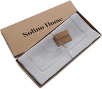 Solino Home Linen Soft Grey Table Runner 48 Inches - Classic Hemstitch, 100% Pure Linen Coffee Table Runner 14 x 48 Inch Ideal for Dresser Tables - Fall, Autumn, Halloween, Thanksgiving, Christmas