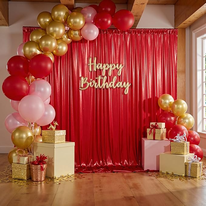 20x10ft Thick Red Glitter Backdrop Curtain Panels for Parties, Wrinkle Free Sequin Sparking Photo Backdrop Drapes, 4 Panels 5x10ft Shimmer Back Drop Cloth for Wedding Birthday Photography