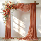 Terracotta Wedding Arch Draping Fabric 2 Panels 30'' x 20FT Terracotta Drapes Sheer Fabric Backdrop Arch Draping Fabrics for Wedding Ceremony Birthday Party Bridal Shower Decoration