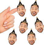 Big Dot of Happiness Custom Photo Adult Happy Birthday - Black & Gold Personalized Birthday Party Favors - Fun Face Cut-Out Stickers - Set of 24