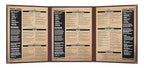 Goodsmart Pajco Style Restaurant Menu Covers – Pack of 10, Side-Load Fold-Out Menu Holders, Single Stitched Edge Clear Vinyl Menu Sleeves, Leatherette Trim Gold Corners, Burgundy, 3 View (8.5" x 11")