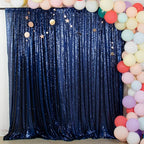 ShinyBeauty Navy Blue Backdrops 2 Pieces Sequin Curtains 4FTx7FT Photograph Background Shimmer Curtain Panels Sequins Fabric Glitter Backgrounds for Wedding, Party, Photobooth Decor