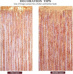4 Pack 3.3x6.6ft Wavy Orange Foil Fringe Backdrop Curtains -Tinsel Streamers Metallic Foil Fringe Backdrop Door for Halloween, Graduation,Baby Shower,Gender Reveal