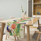 Peacock Table Runner,Seasonal Flower Plants Peacock Birds Table Runner for Home Kitchen Dining Party Indoor Outdoor Decoration 13x60 Inch